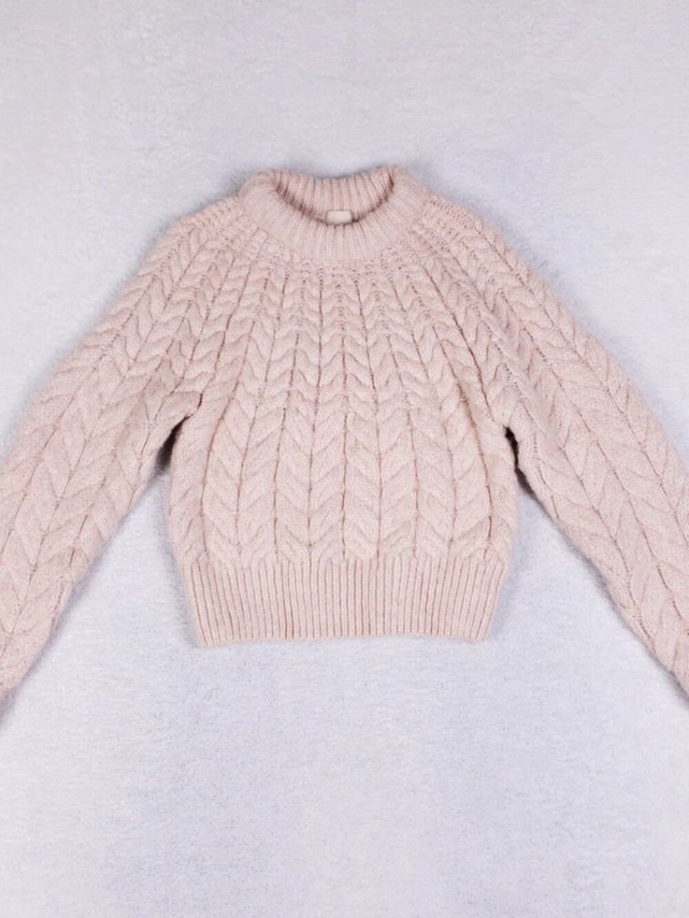 H&M Cable Knit Cropped Sweater Blush Pink Alpaca Blend Women’s XS